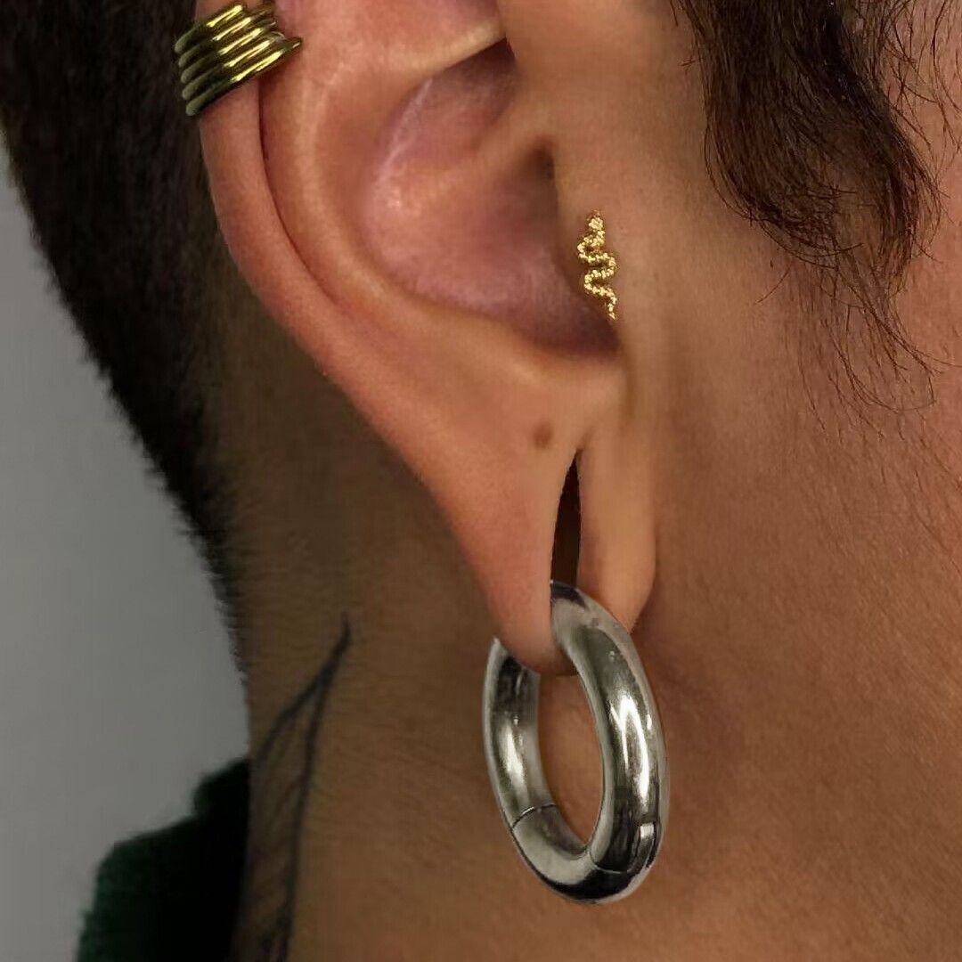 2G-12G Titanium Hinged Large Septum Ring Clicker Ear Gauge Hoop Earring Jewelry