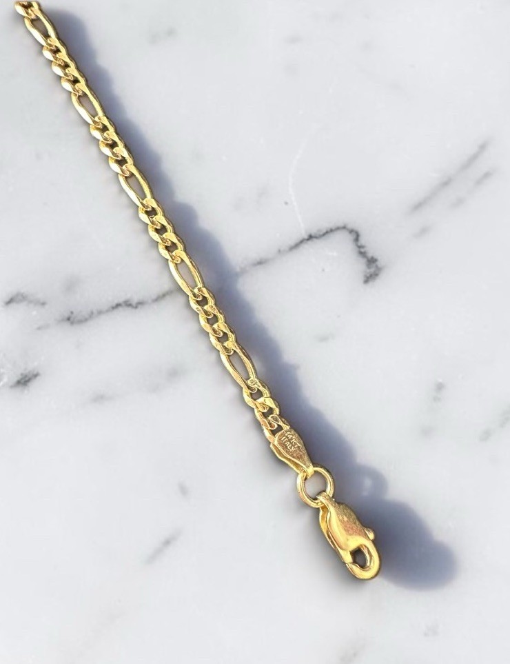 Solid 14K Yellow Gold Figaro Link Bracelet – Made in Italy 2 Grams