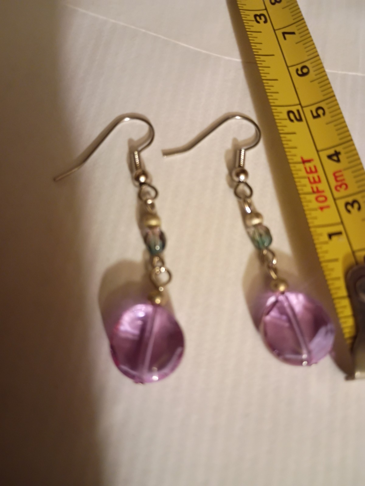 Lavender French Hook Earrings For Pierced Ears Silver Tone
