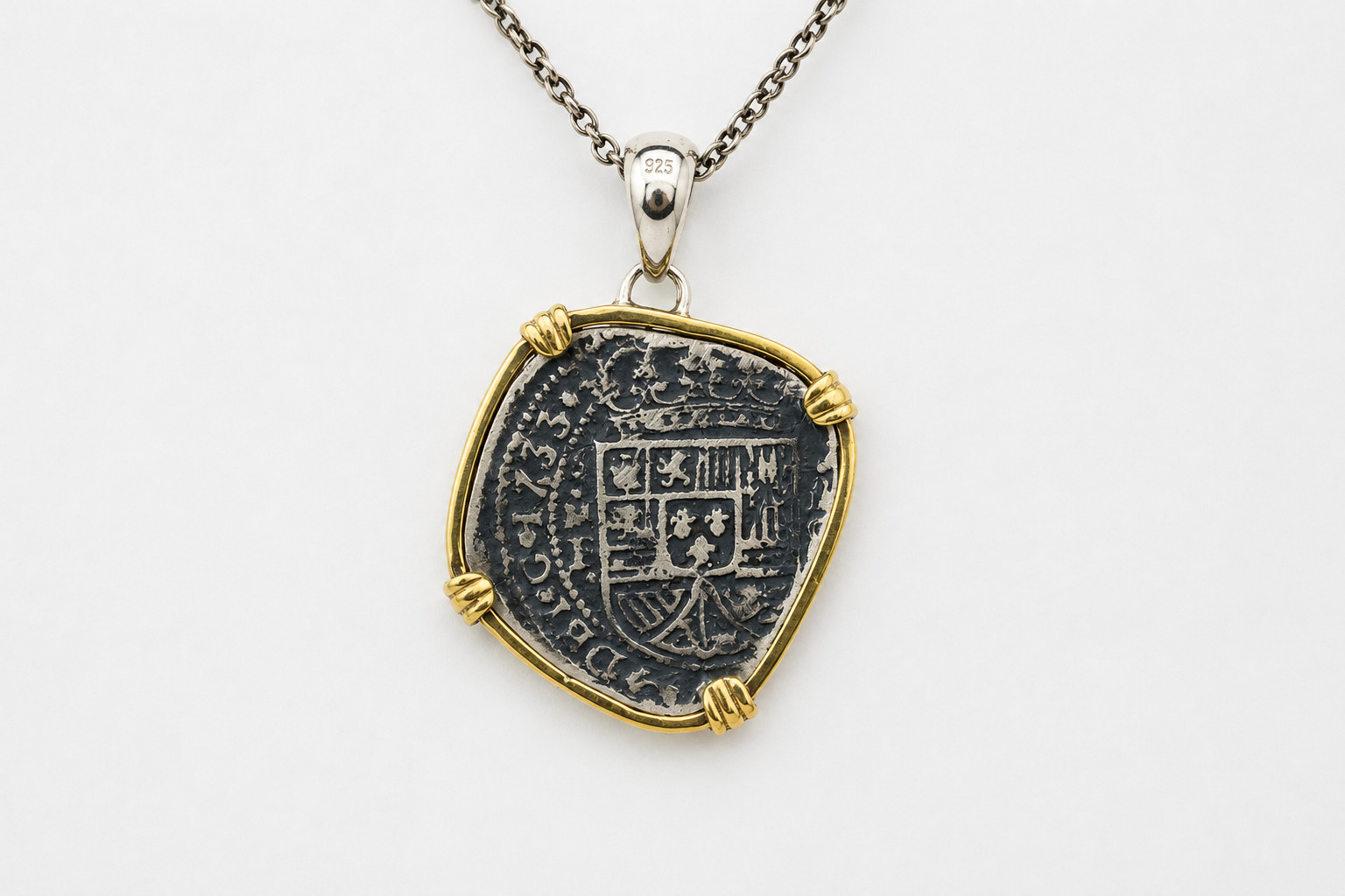 Colonial Pirate Cob Coin Pendant – Atocha Style 925 solid Sterling Silver 52mm