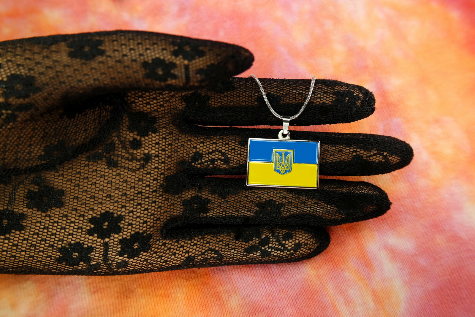 Flag of Ukraine Necklace, Ukranian Tryzub Trident Enamel Metal Show of Support