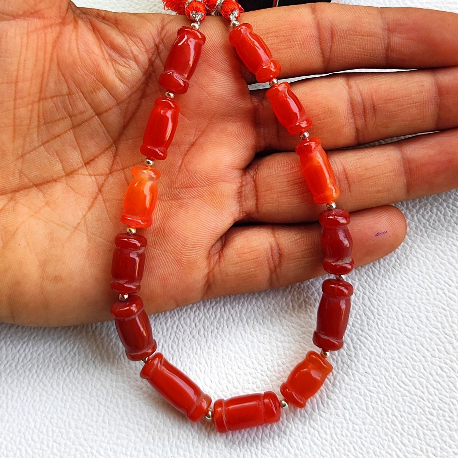 Natural Carnelian Carved Nugget Beads 14-16mm 9″ Strand Orange Gemstone Beads