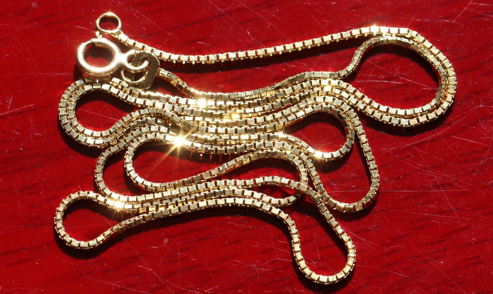 14k yellow gold necklace 18.0″ box link chain vintage handmade 2.6gr N2801