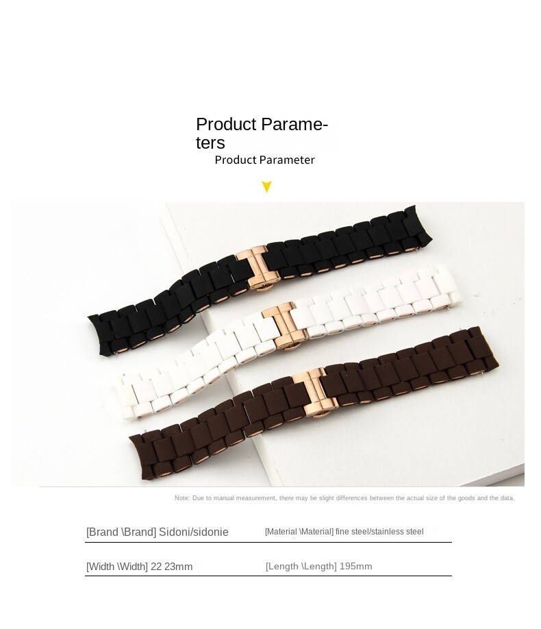 High-quality Rubber-coated Stainless Steel Watch Band Strap 20 23mm Fits Armani