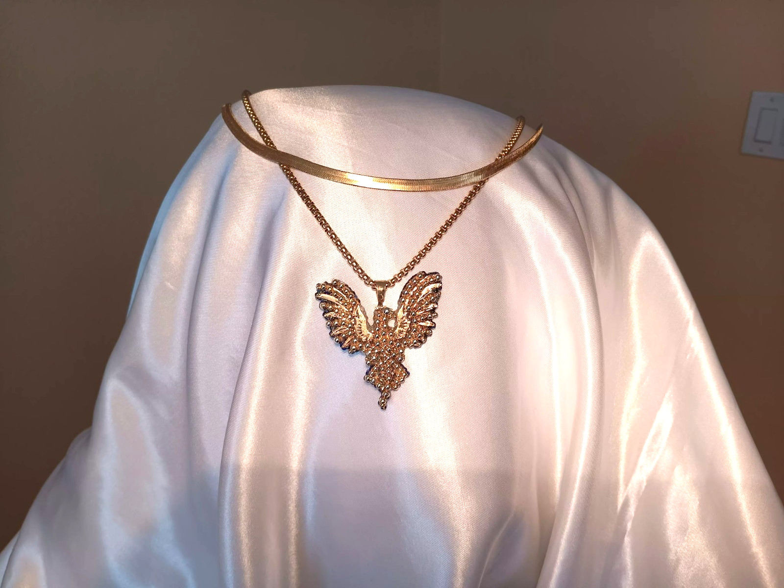 Crystal Phoenix Pendant Necklace Jewelry Set Handmade – Phoenix Gift