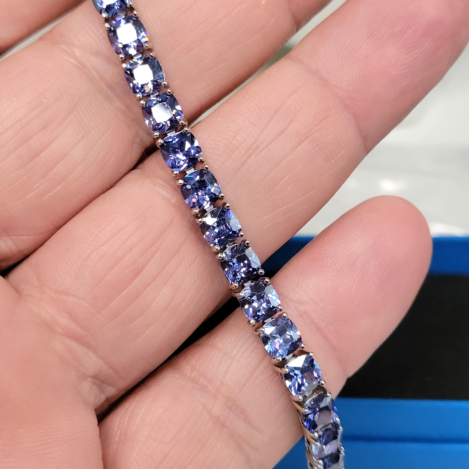 925 Bella Luce Platinum on Sterling Silver Tanzanite CZ Tennis Bracelet 27.5ctw