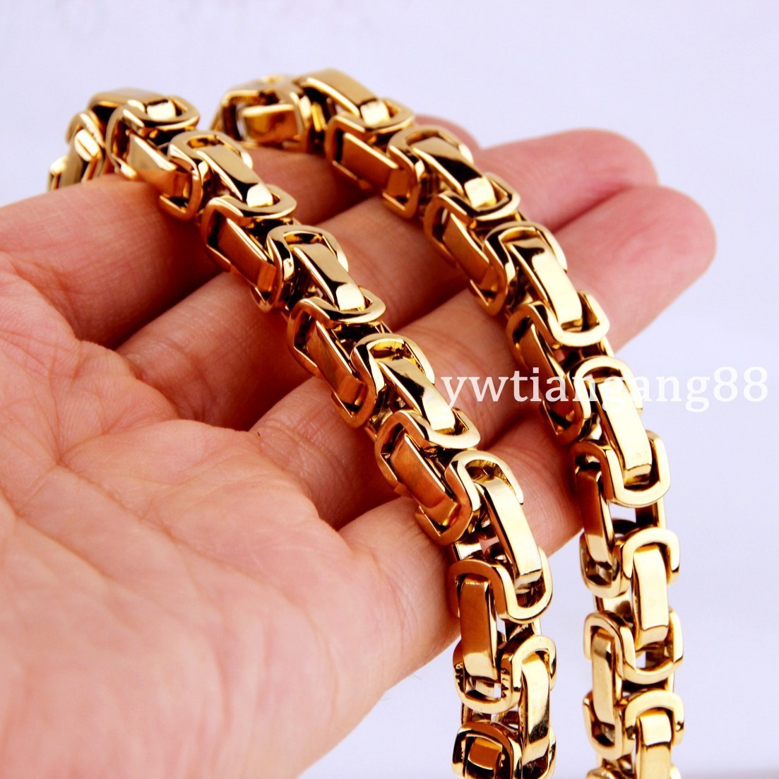 16~40″ 4/5/8mm Stainless Steel Men Womens Byzantine Box Chain Necklace Link