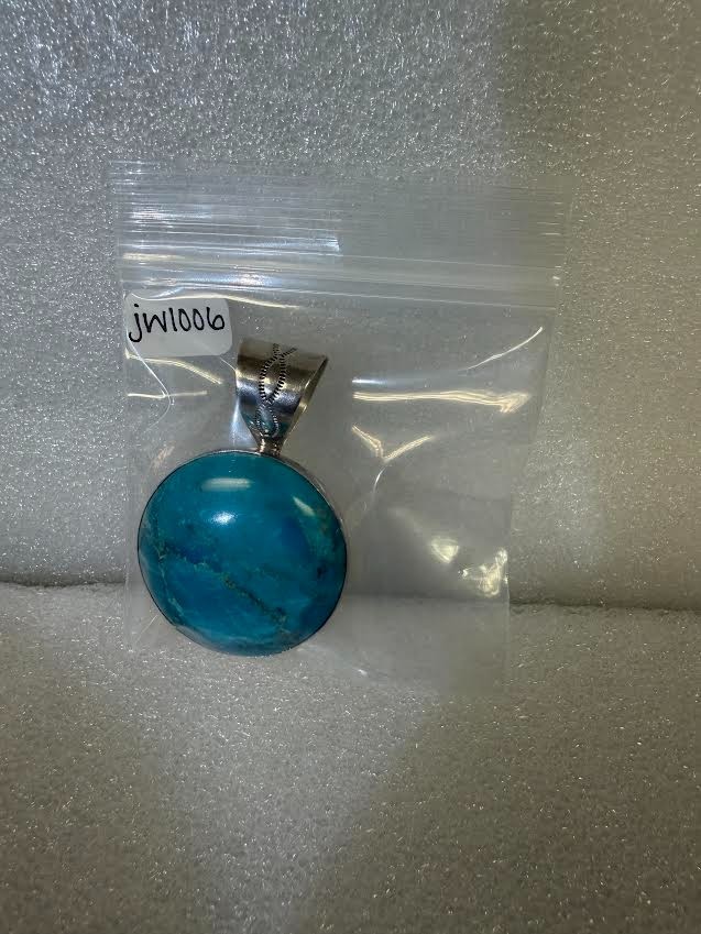 DTR Mine Finds by Jay King Sterling Silver Turquoise Large Round Circle Pendant