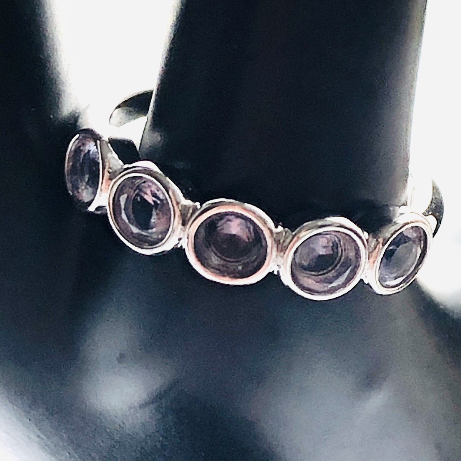 Bomb Party Ring Bezel Set Amethyst CZ Silver Tone Size 9
