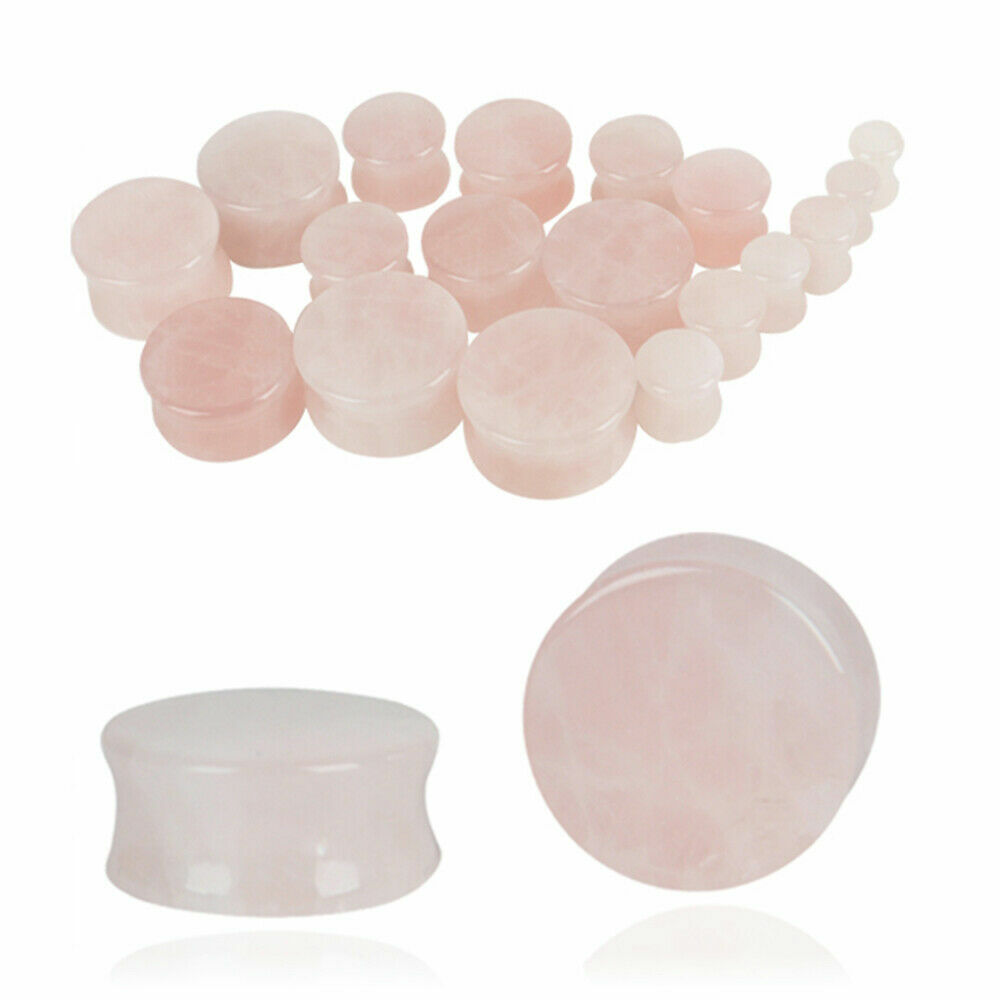 PAIR Organic Stone Ear Flesh Tunnels Plugs Ear Gauges Saddle Double Flare Gauge