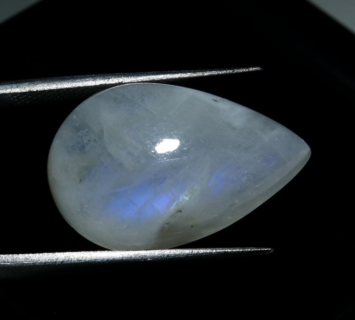 100% Certified Natural Rainbow Moonstone Pear Cabochon Gemstone 14.30 Ct