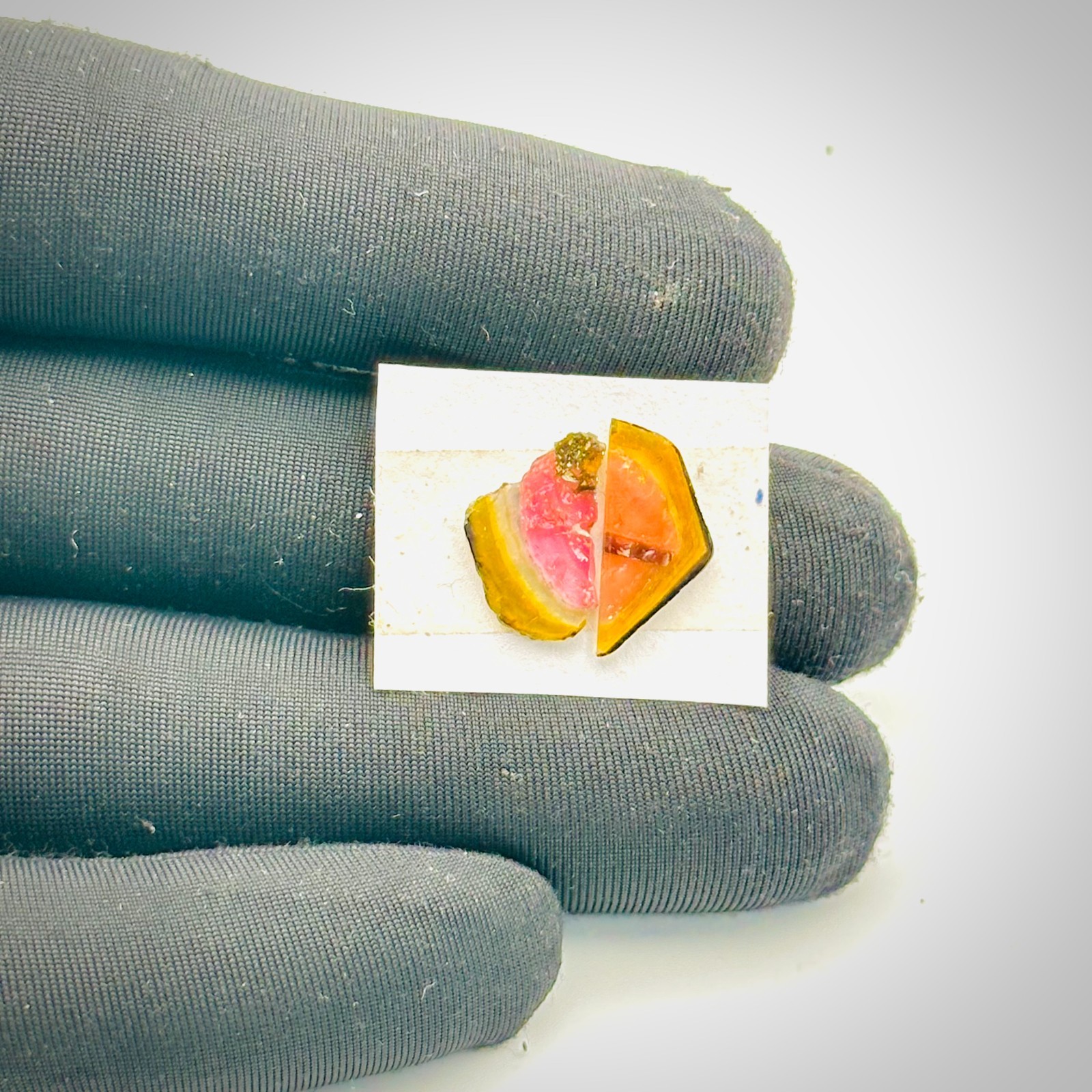 Natural Tourmaline Slice Pair, Raw Watermelon Tourmaline Loose Gemstone 4Ct 15×7