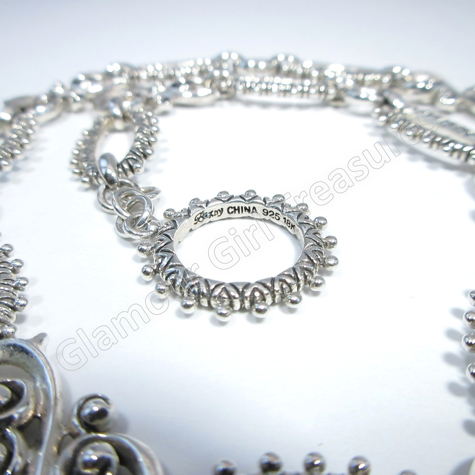 Barbara Bixby Sterling & 18K Gold Flower Scroll & Oval Link 20″ Toggle Necklace