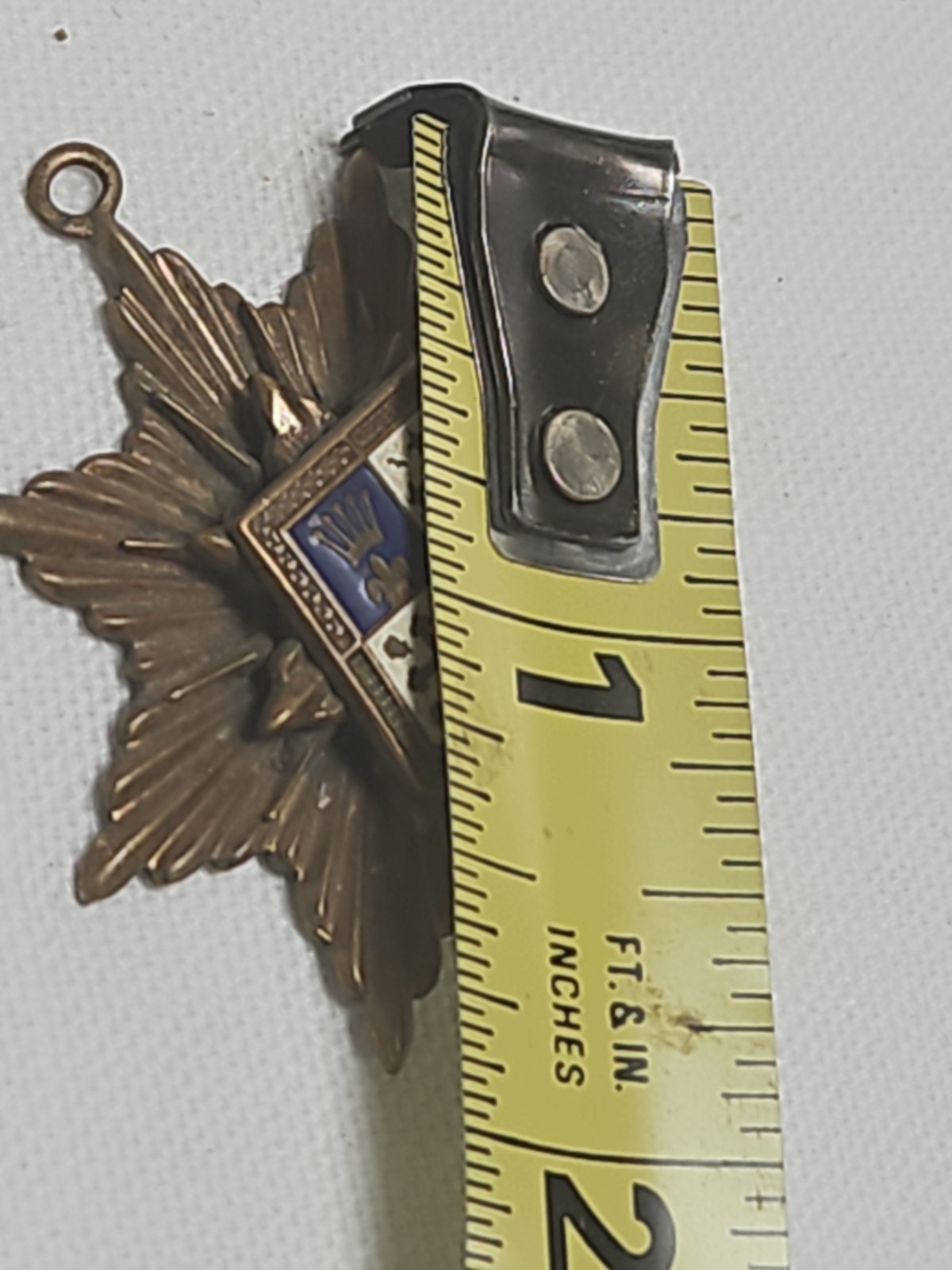 Coat of Arms France 8 Pointed Star Brass Blue and White Enamel Pendant
