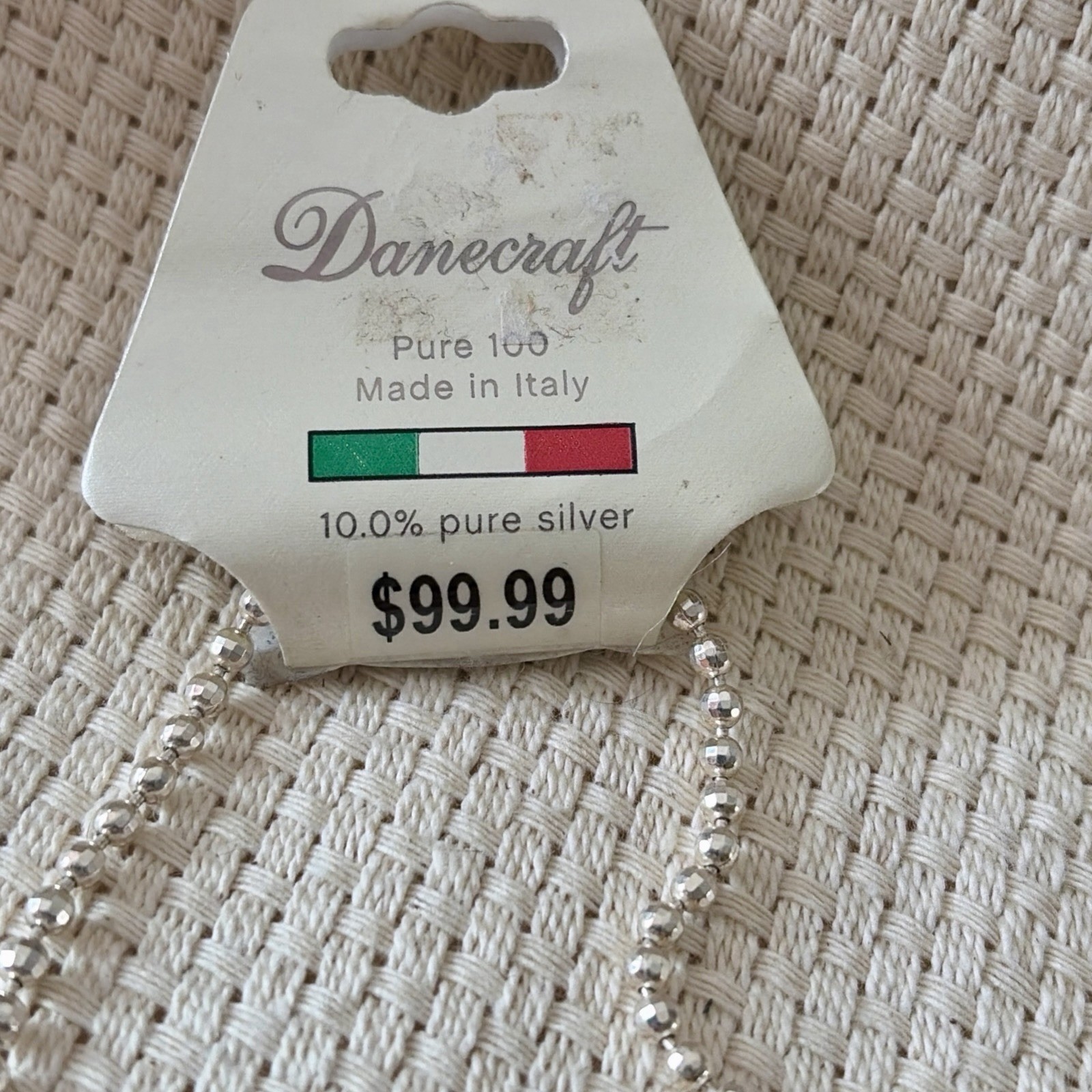 DANECRAFT PURE 100 SILVER NECKLACE MADE IN ITALY 10.0% PURE SILVER 18 IN NEW