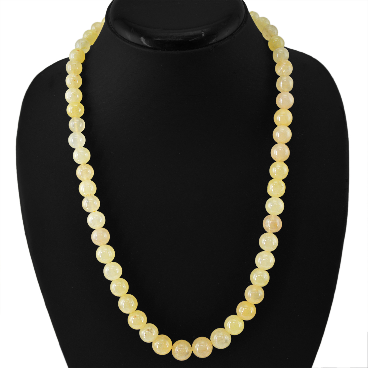 FINEST 370.00 CTS NATURAL UNTREATED YELLOW AVENTURINE ROUND BEADS NECKLACE (DG)
