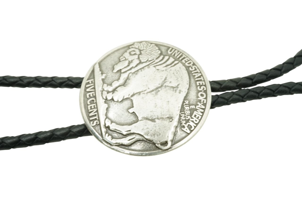 Hand Made Five Cents US Buffalo Nickel Western Cowboy Rodeo Bolo Tie