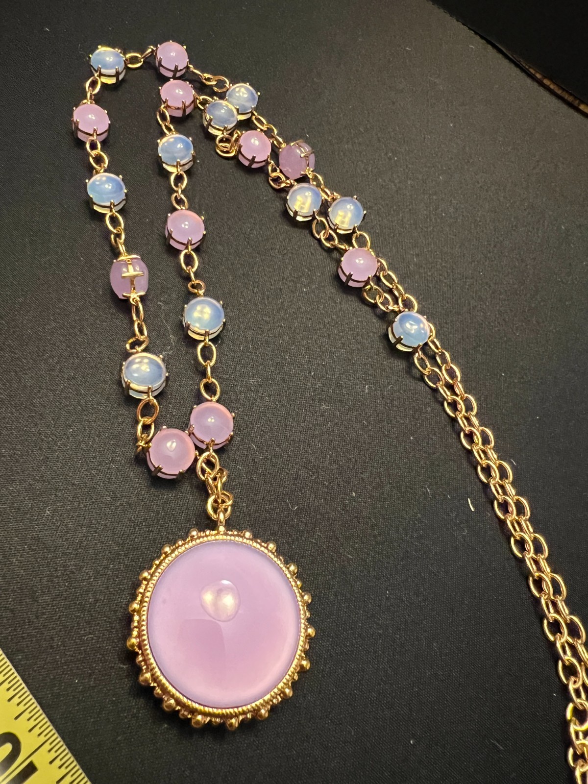 MMA Metropolitan Museum of Art Lavander glass cabochon Adjustable Necklace