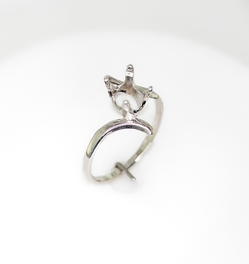 8 x 6 mm Oval Bypass Ring Setting Sterling Silver