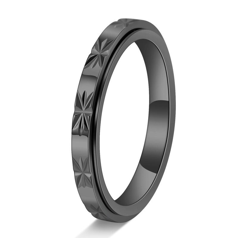 Thin 3mm Anxiety Fidget Spinner Band Ring in Titanium Steel
