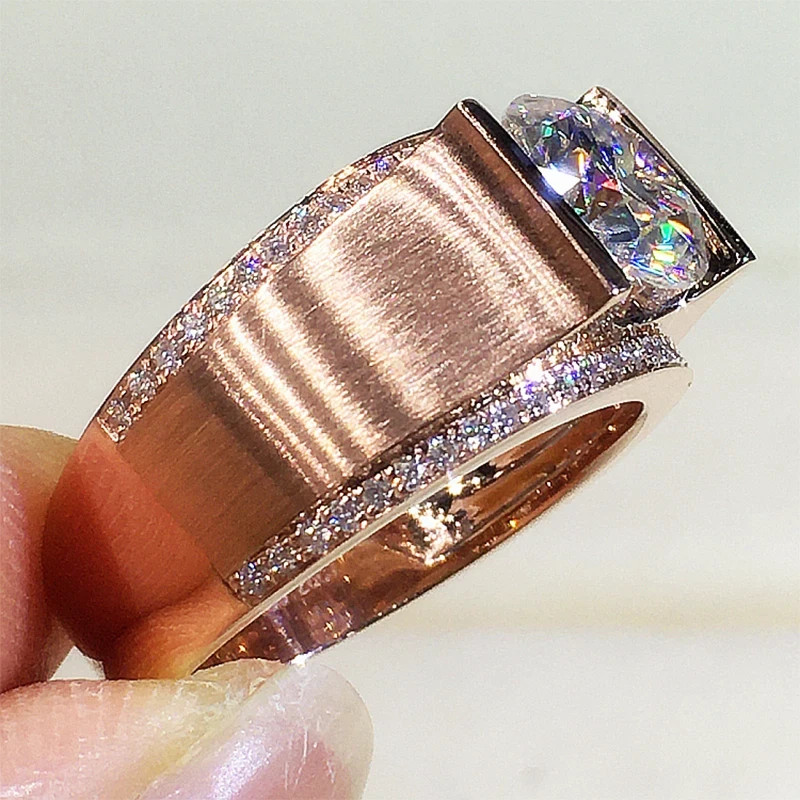 2.30Ct Lab Created Diamond Men’s Solitaire Engagement Ring 14K Rose Gold Plated