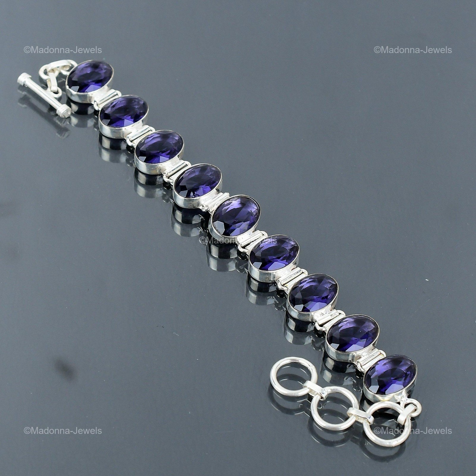 Daughters Day Sale African Amethyst Stone 925 Silver Chain Wife Bracelet Jewelry