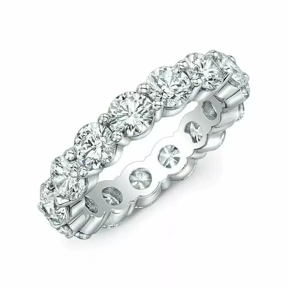 2Ct Round Cut Lab Created Diamond Women Wedding Band Ring 14K White Gold Plated