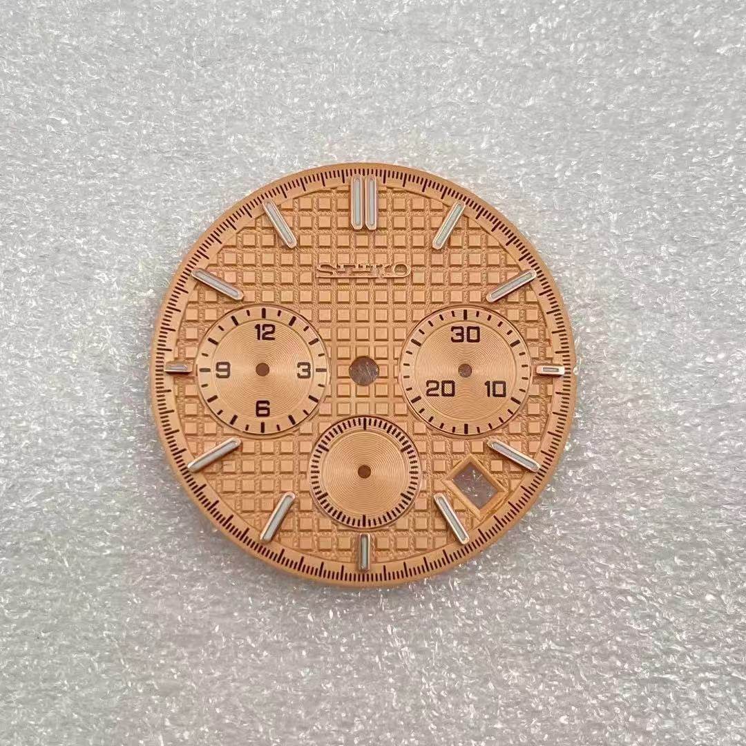 31.8mm Waffle Pattern Watch Dial Green Lume for Vk63 Movement Watch Accessories