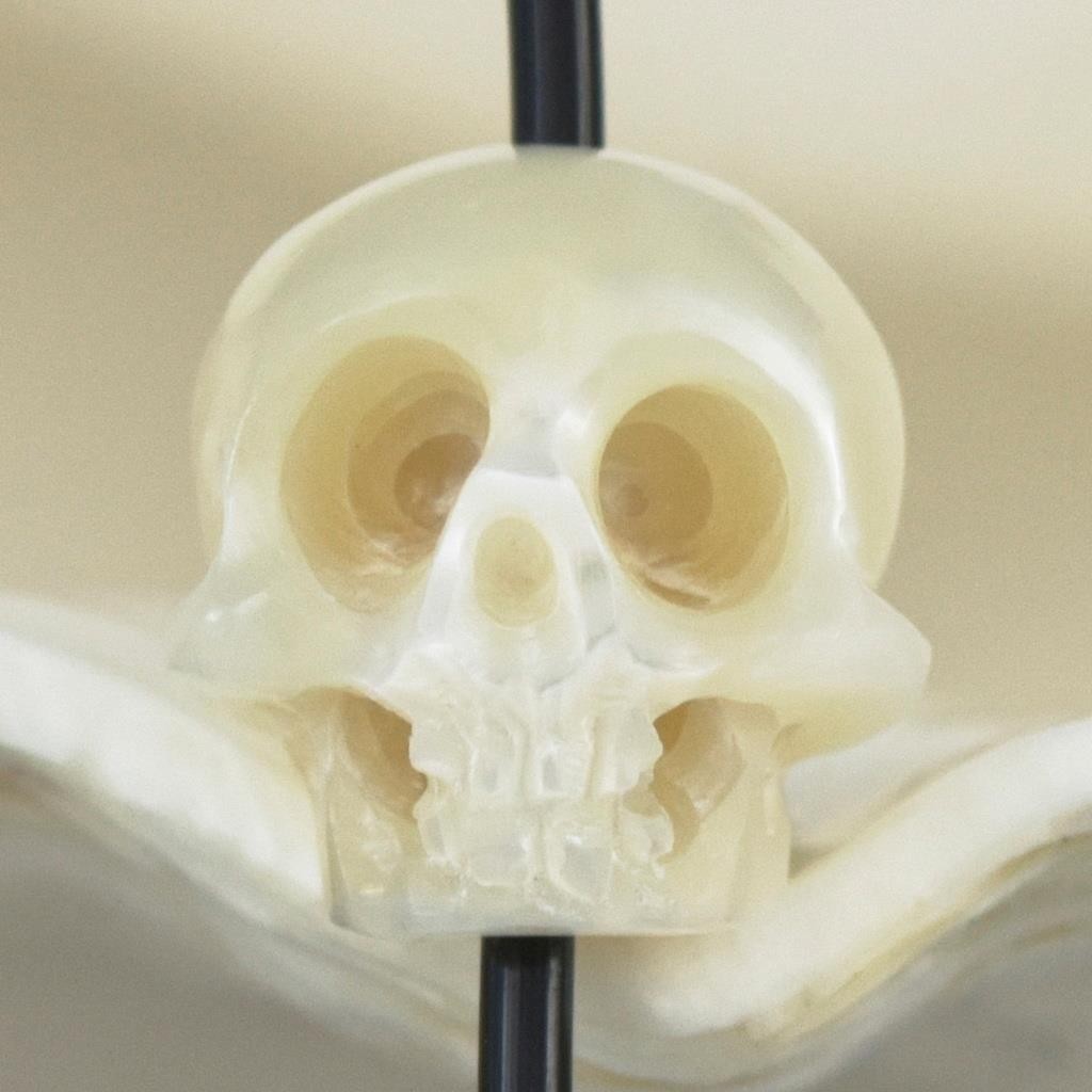 8.45mm Carved Cream White Freshwater Pearl Human Skull Bead vertical drill 0.84g