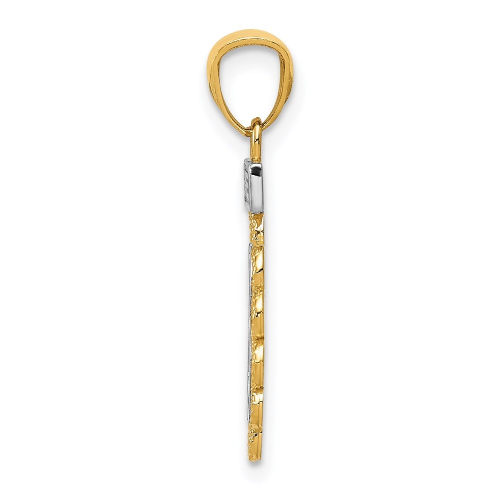 14k Two-tone Gold SWEET 16 with Filigree Pendant 0.77gm L-0.89 in,W-0.42 in