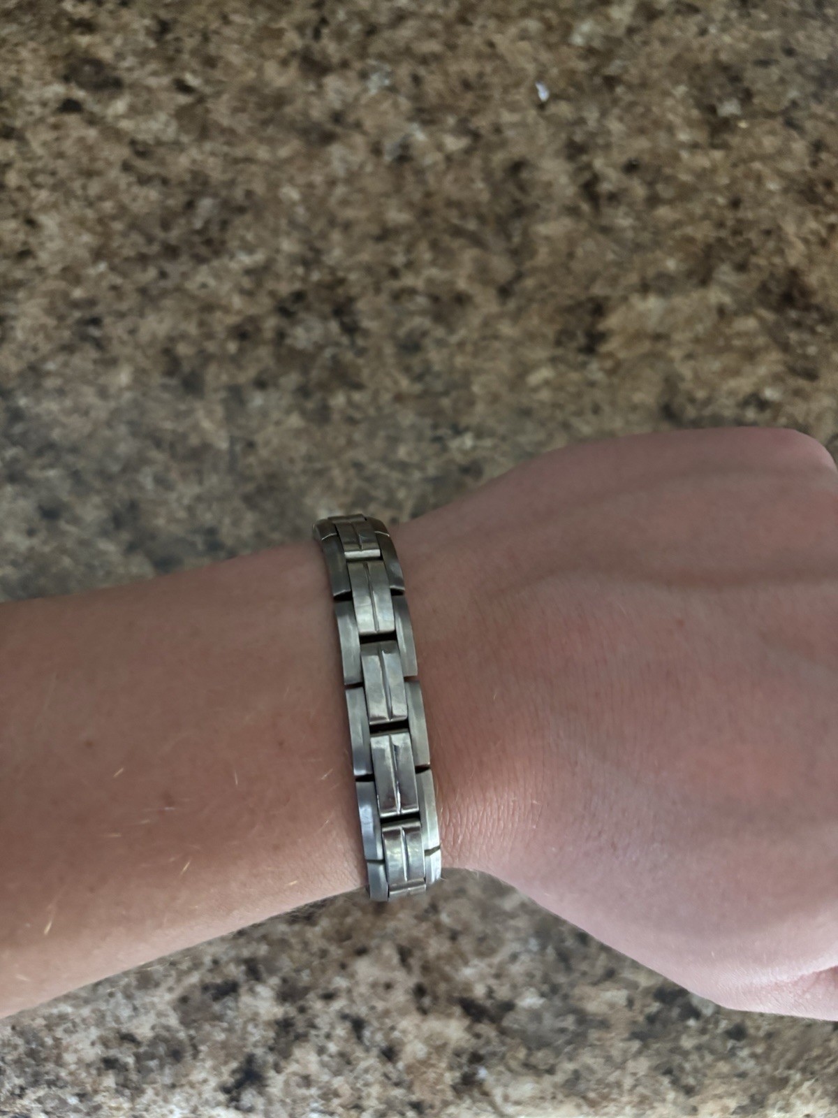 Stainless Steel Silver Tone Link Chain Bracelet, Fold Over Clasp