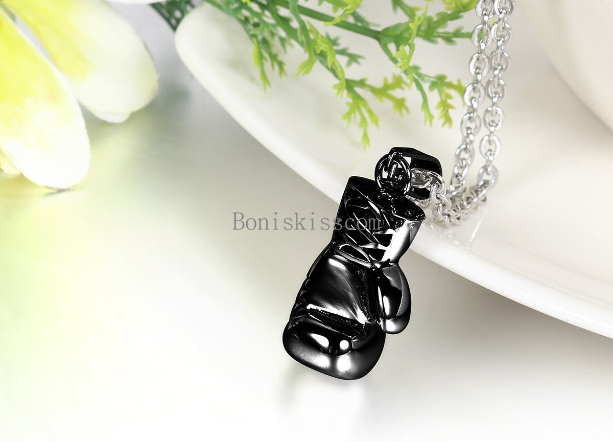 Rocky 3D Boxing Glove Charm Stainless Steel Men’s Pendant Necklace 22inch Chain