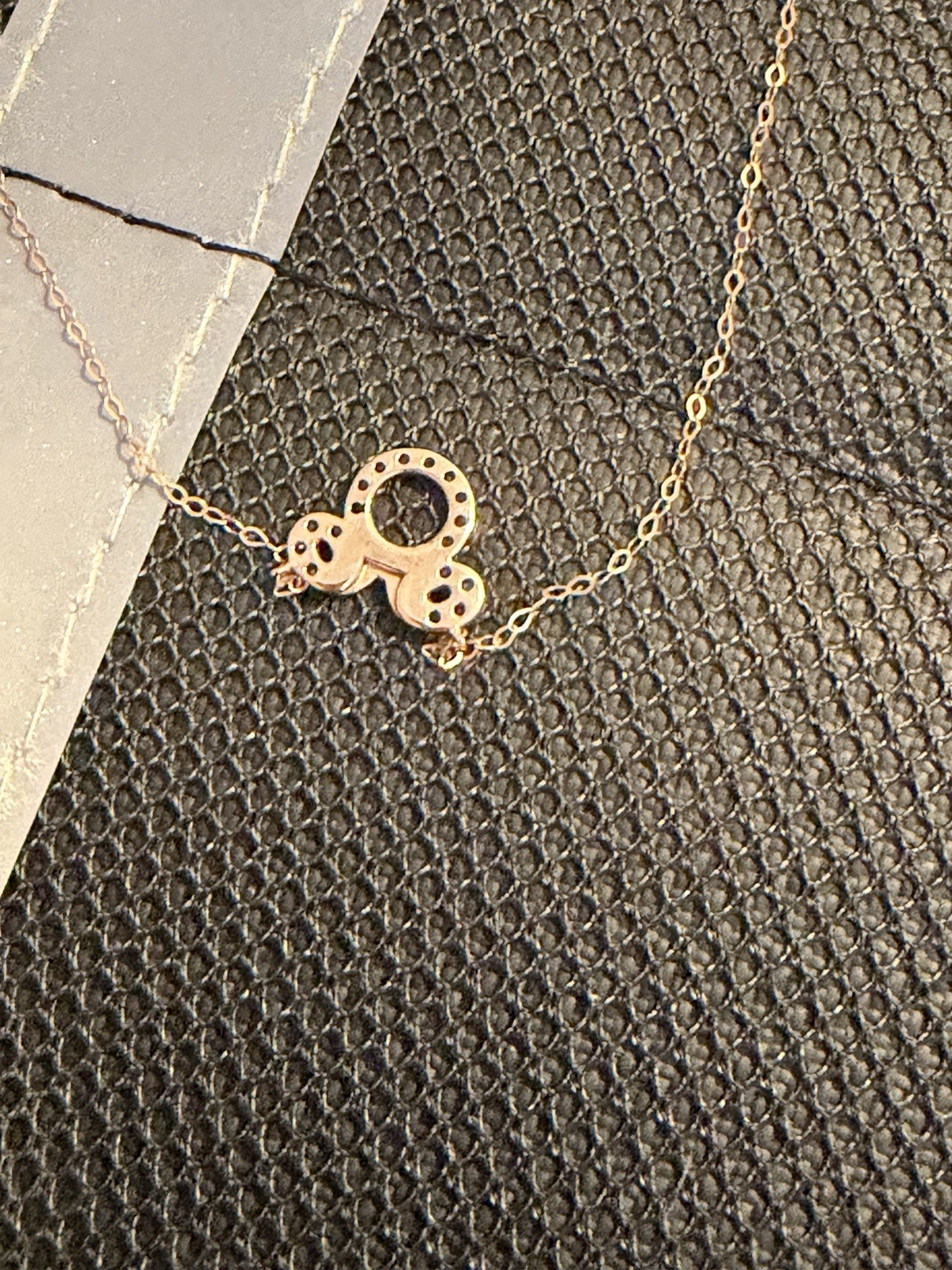 ZALES Child’s Disney White Topaz Minnie Mouse Necklace in 14K Rose Gold – 13″