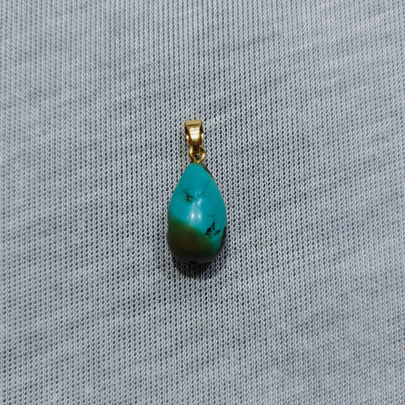 Natural Tibet Turquoise Teardrop Beads Brass Pendant Handmade Tribal Boho Gift