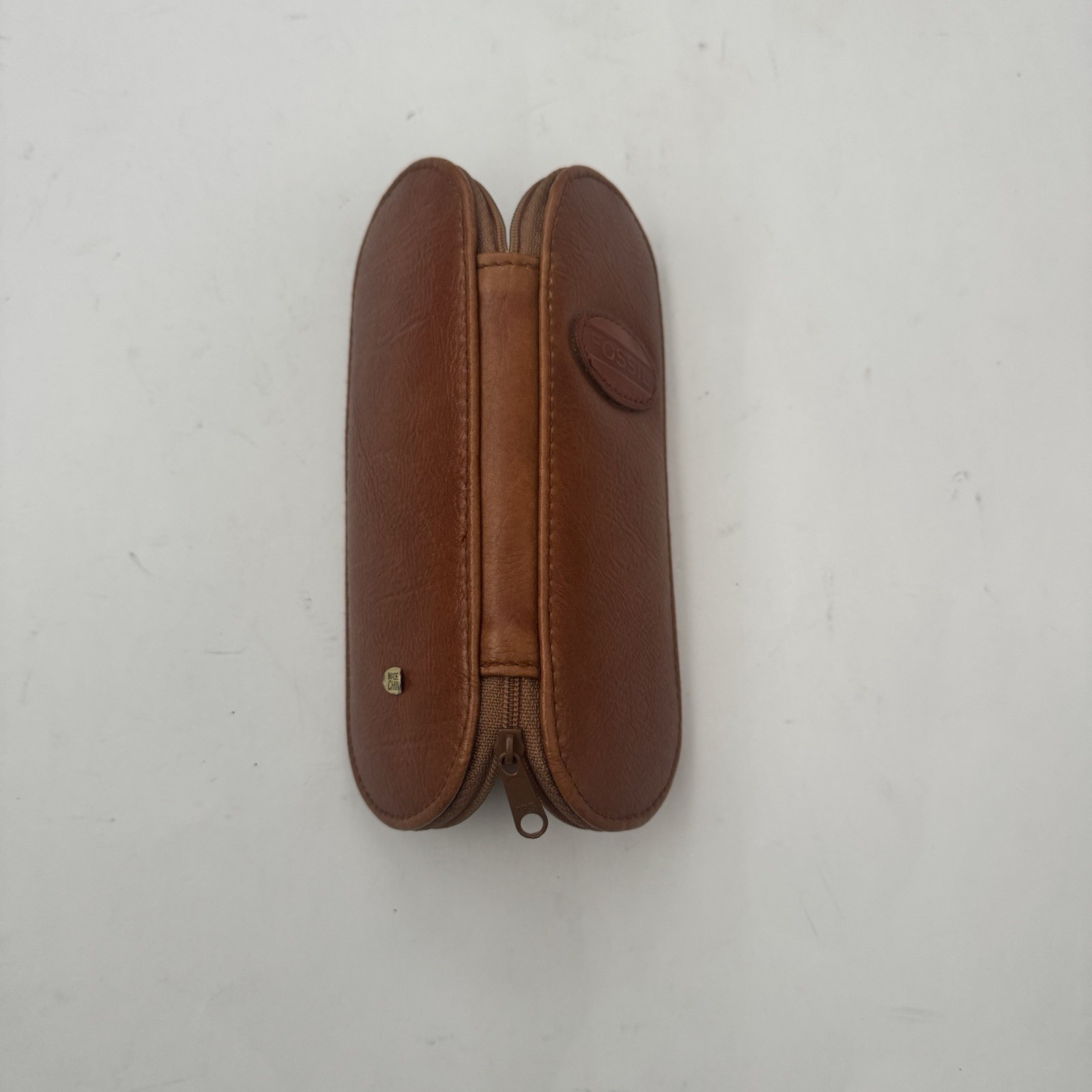 Vintage Fossil Chronomaster Special Edition Leather Zip Watch Travel Case Pouch