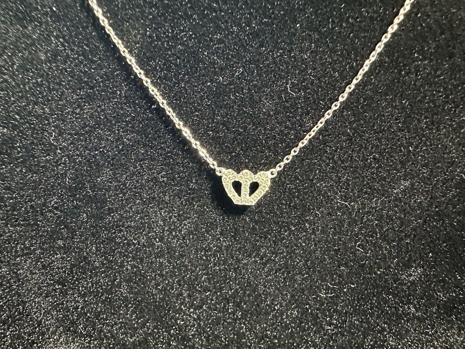 1.39g Vintage Sterling Silver 925 Crown Heart Cable Necklace Adjustable 16 in M