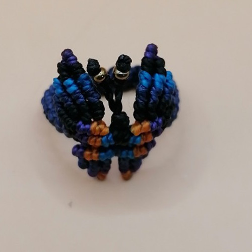 Handmade Monarch Butterfly Ring, Multicolor Macrame Thread