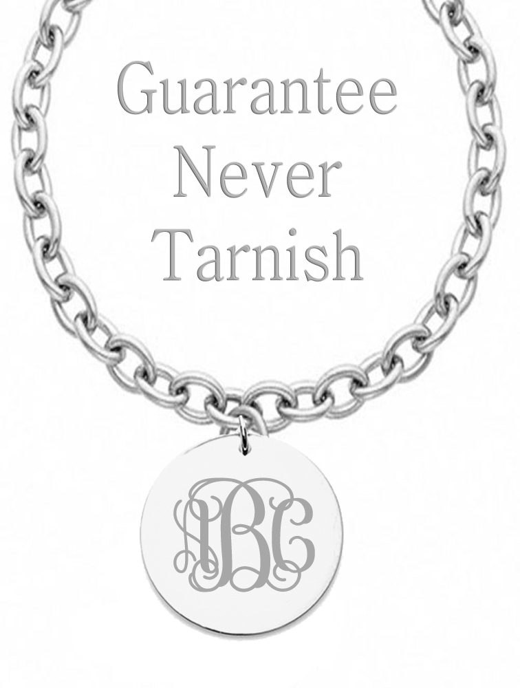 Personalized Monogram Initial Name Circle Charm Necklace Gold Silver Stainless