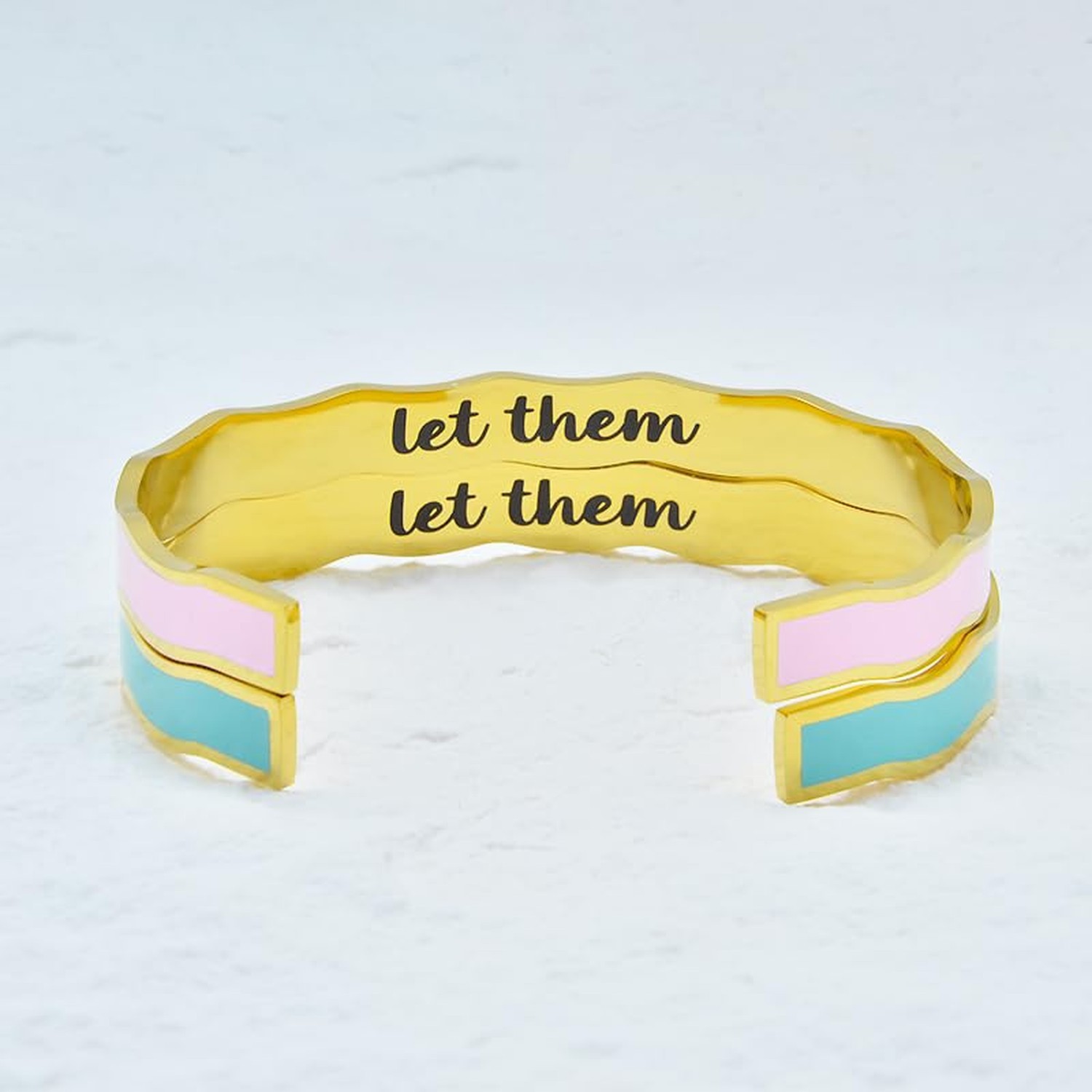 Let Them Motivational Color wave Bracelet For Women, Stainless Steel with Hid…