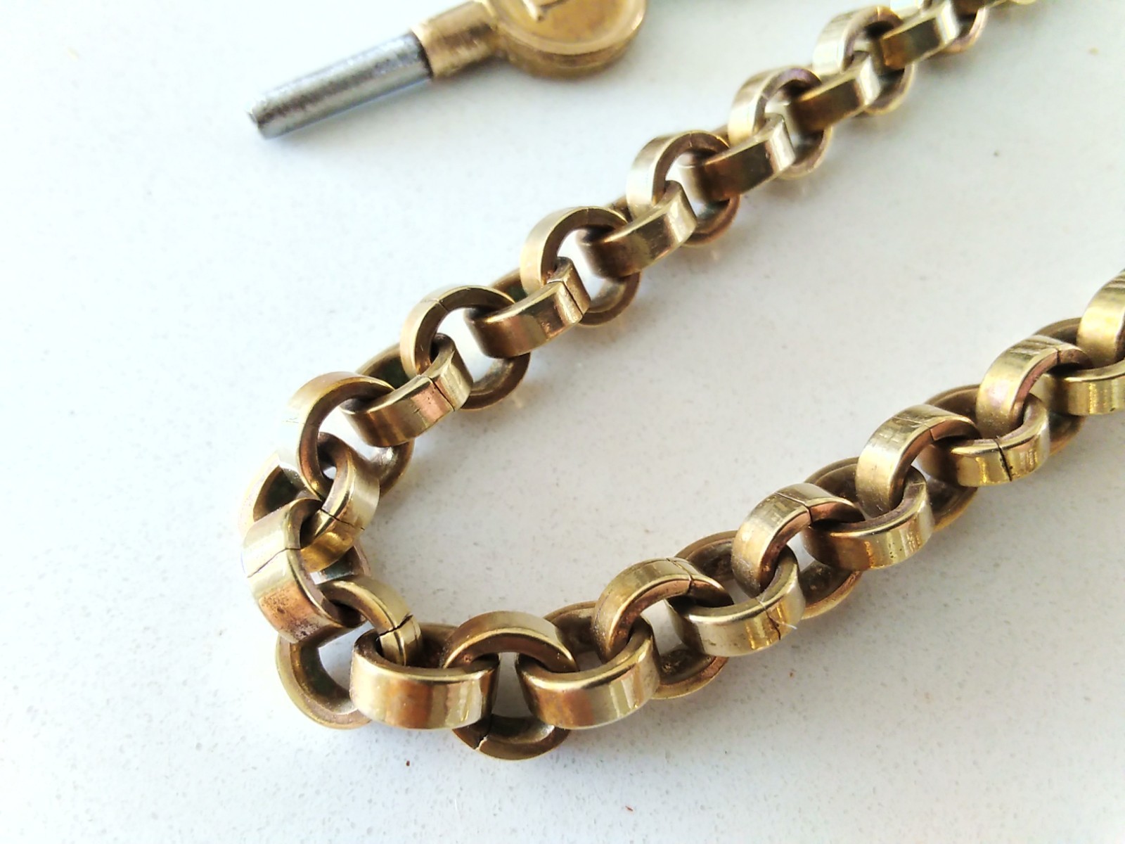 Antique Pocket Watch Chain Belcher Link yellow gold 34g L.B. CANADA