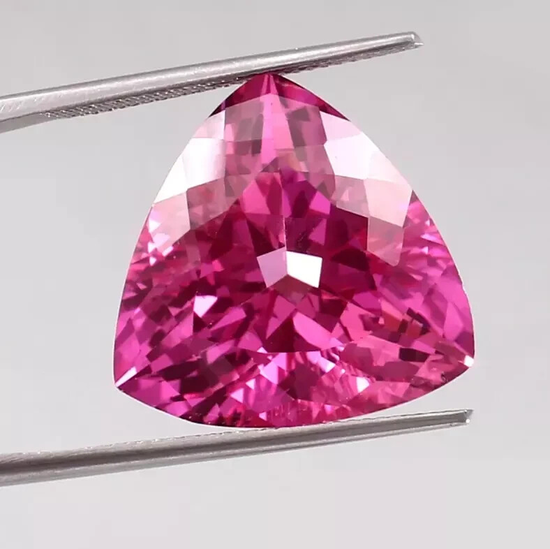 Natural Flawless Ceylon Pink Sapphire Certified 10.7 Trillion Cut Loose Gemstone