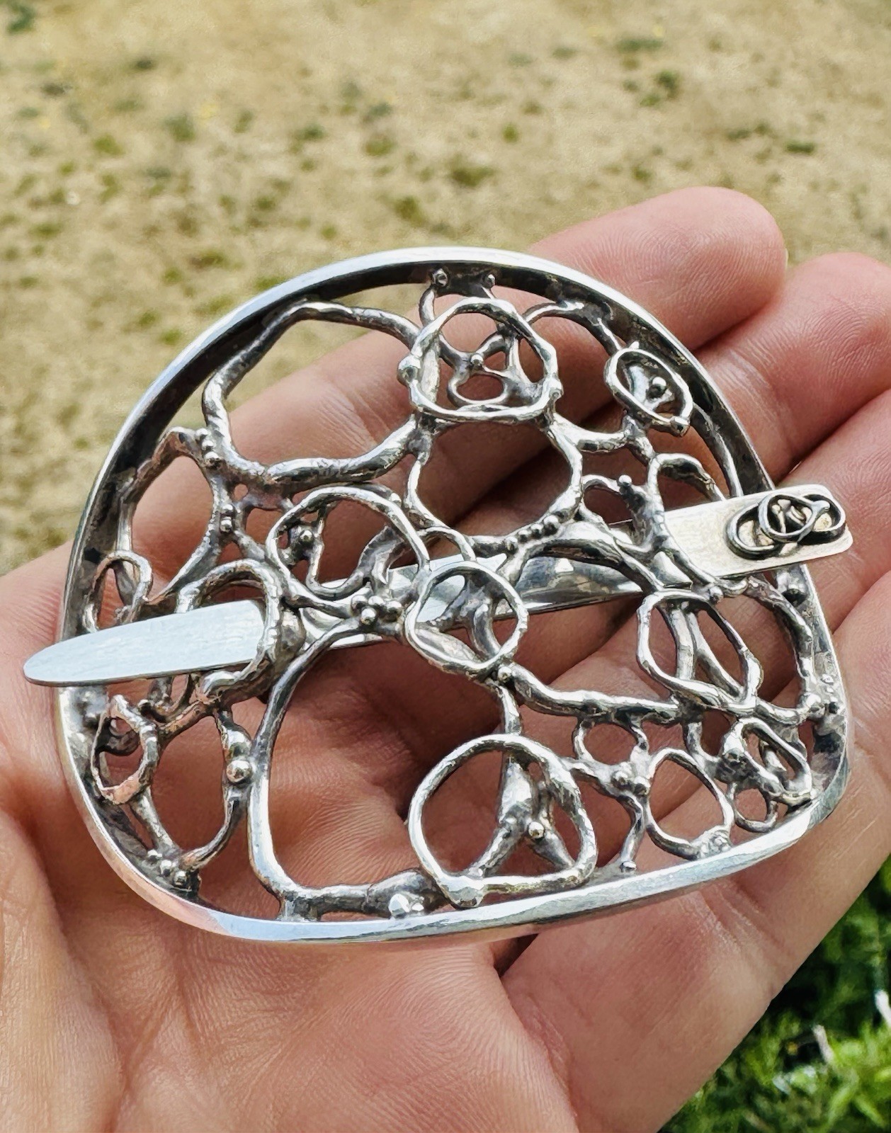 Jane Watling Lacock Solid Sterling Silver Hair Clip London 1986
