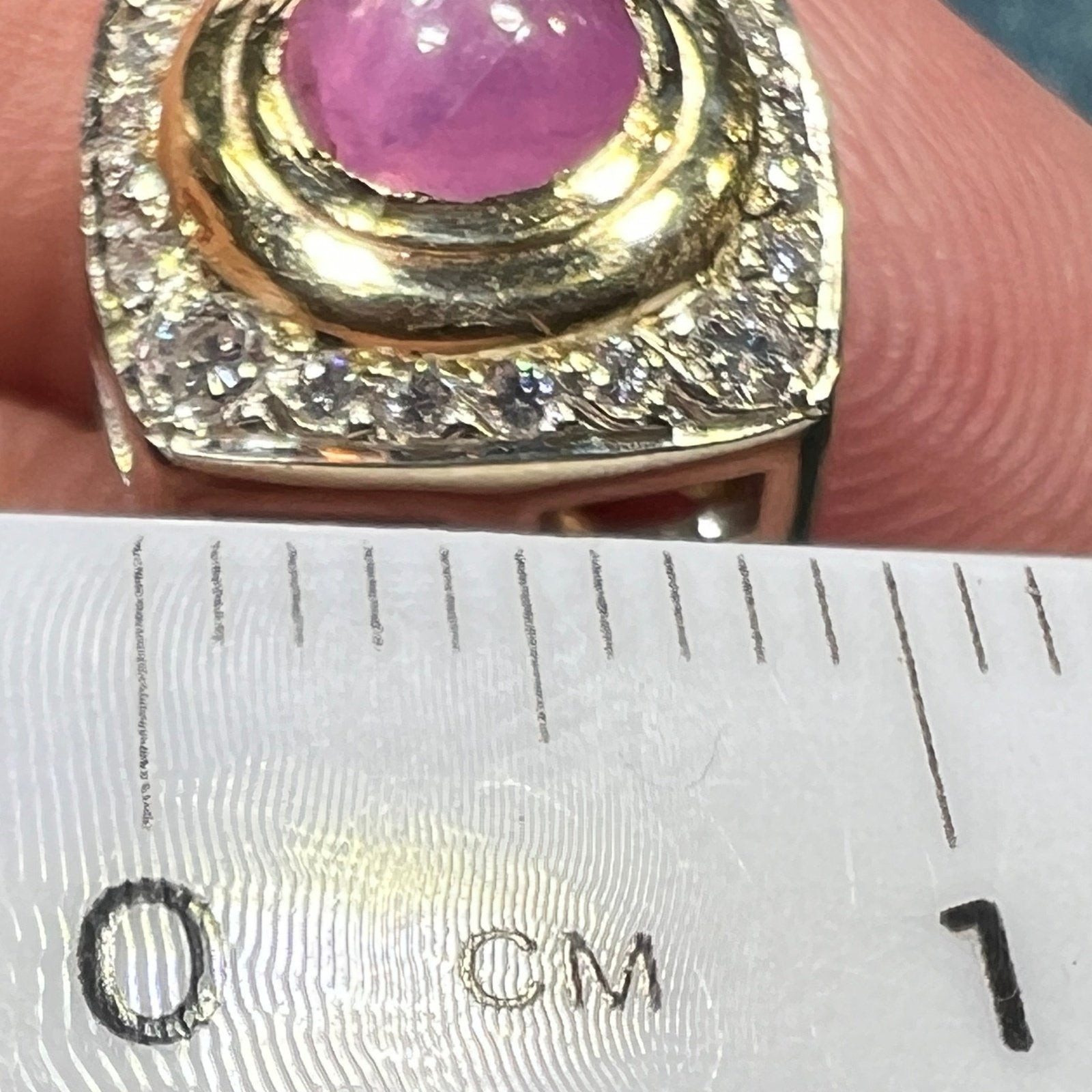 14k Gold Pink Star Sapphire Ruby Pendant w Diamond Halo *Video* A
