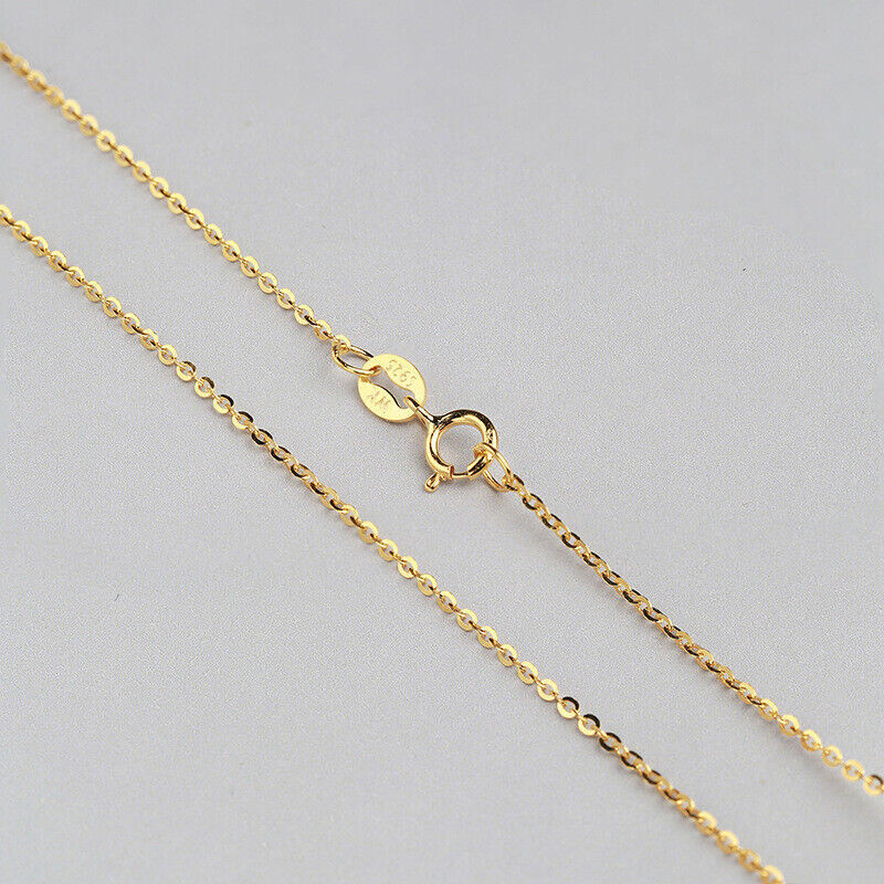 18CT YELLOW GOLD & SILVER BELCHER CHAIN NECKLACE 16″ 18″ 20″ 22″ 24″