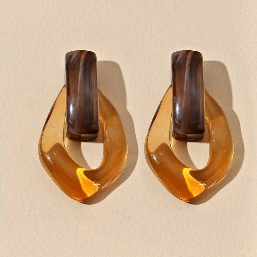 Transparent coffee brown Drop GeometricDangle Earrings
