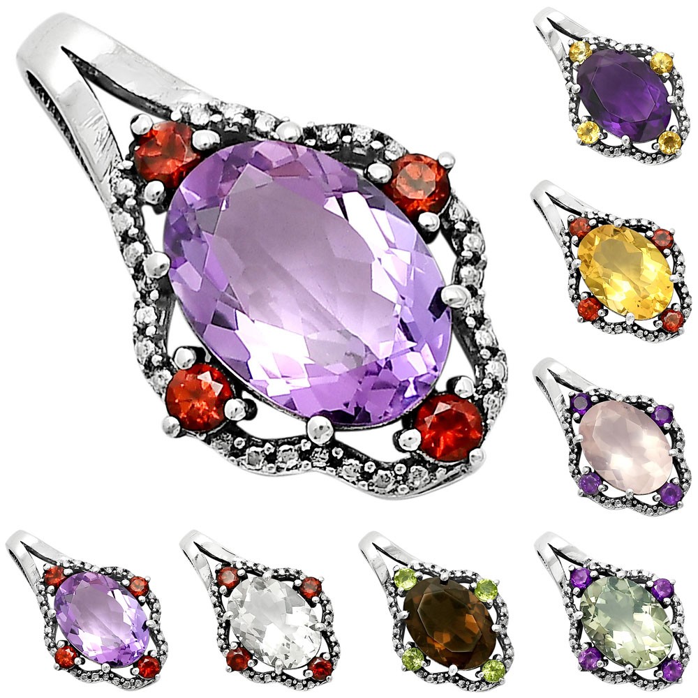 Elegant Natural Gemstone Pendant Jewelry with Accent Stones by Desiregem DGP1012