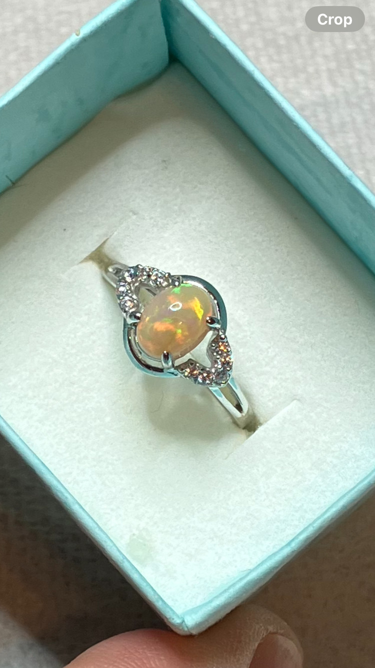 #138B- 0.95ct Genuine Ethiopian Welo Opal set in a Size 8.5 Sterling Silver Ring