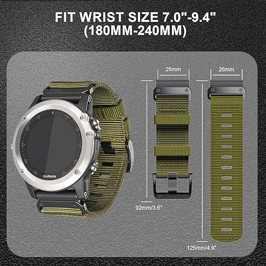 Garmin Fenix 7X 6X 5X Pro QuickFit 22mm 26mm Braided Nylon Watch Strap Band
