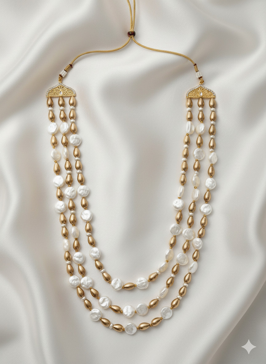 Handmade Beaded Natural Stones Necklace Mala Artificial Stones Pearls Necklace