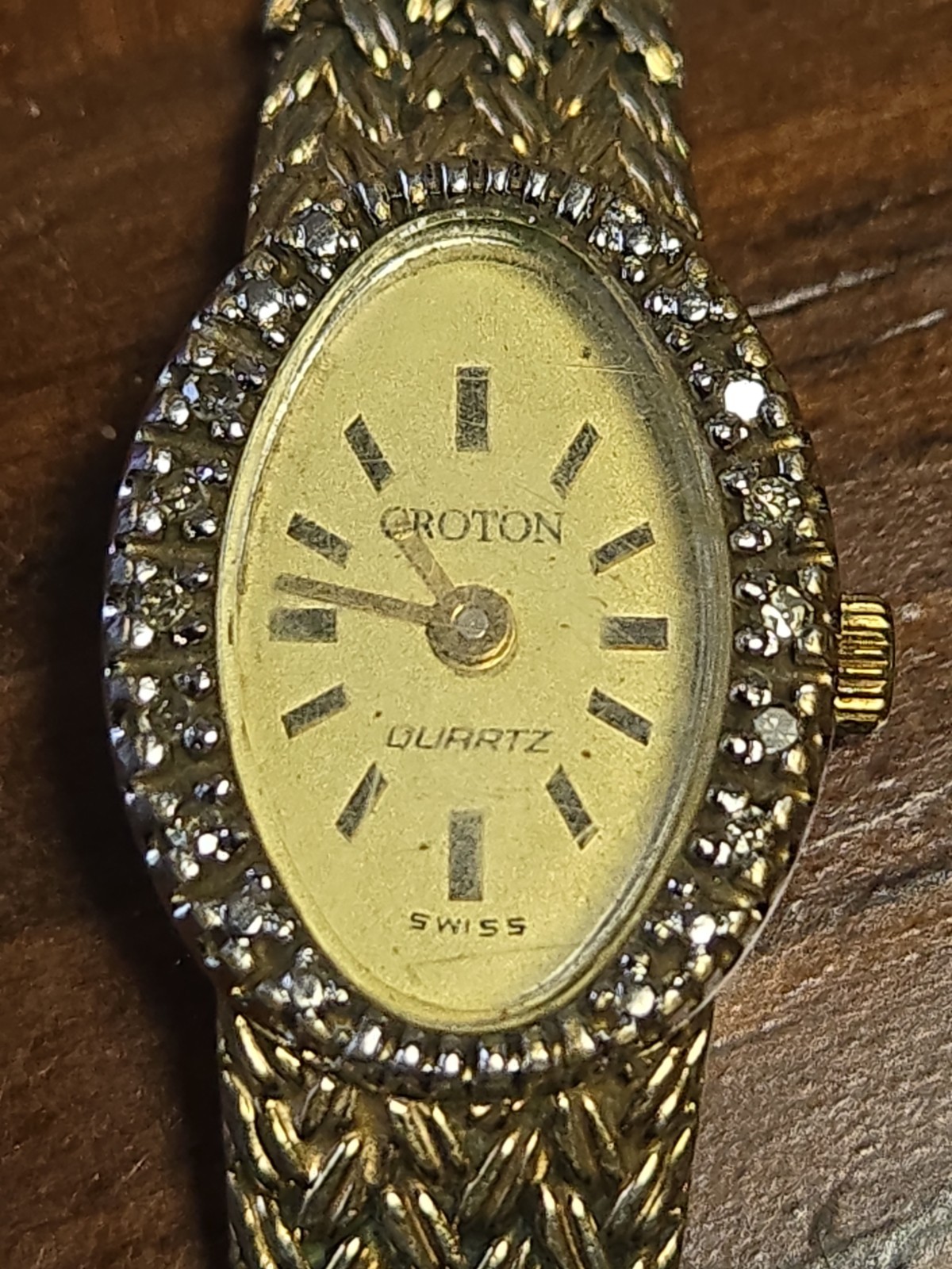 Croton Women’s Vintage Gold Toned Watch With Diamonds